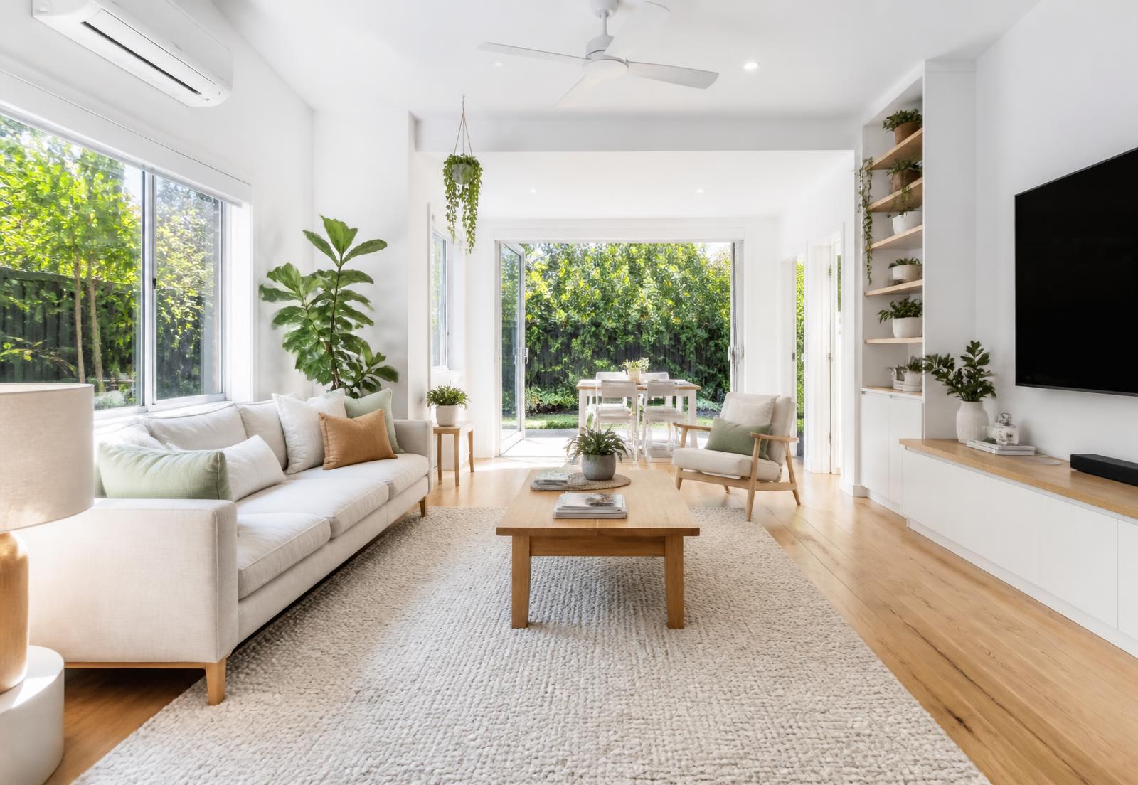 Bright, freshly cleaned Australian living room